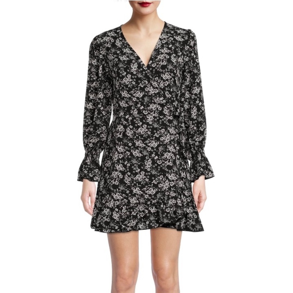 Nine.Eight Women’s Ruffle Wrap Dress with Long Sleeves